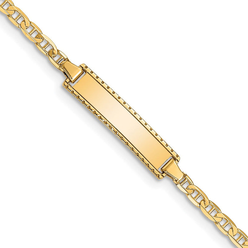 10K Gelbgold Flach Anker Glieder Id Armband
