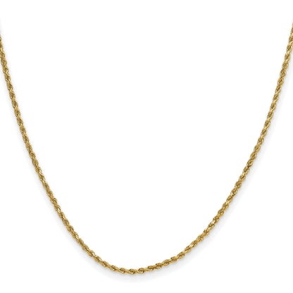 10K Gelbgold 2mm Halbmassiv Diamantiert Kordel Halskette