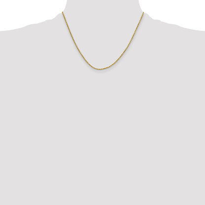 10K Gelbgold 2mm Halbmassiv Diamantiert Kordel Halskette