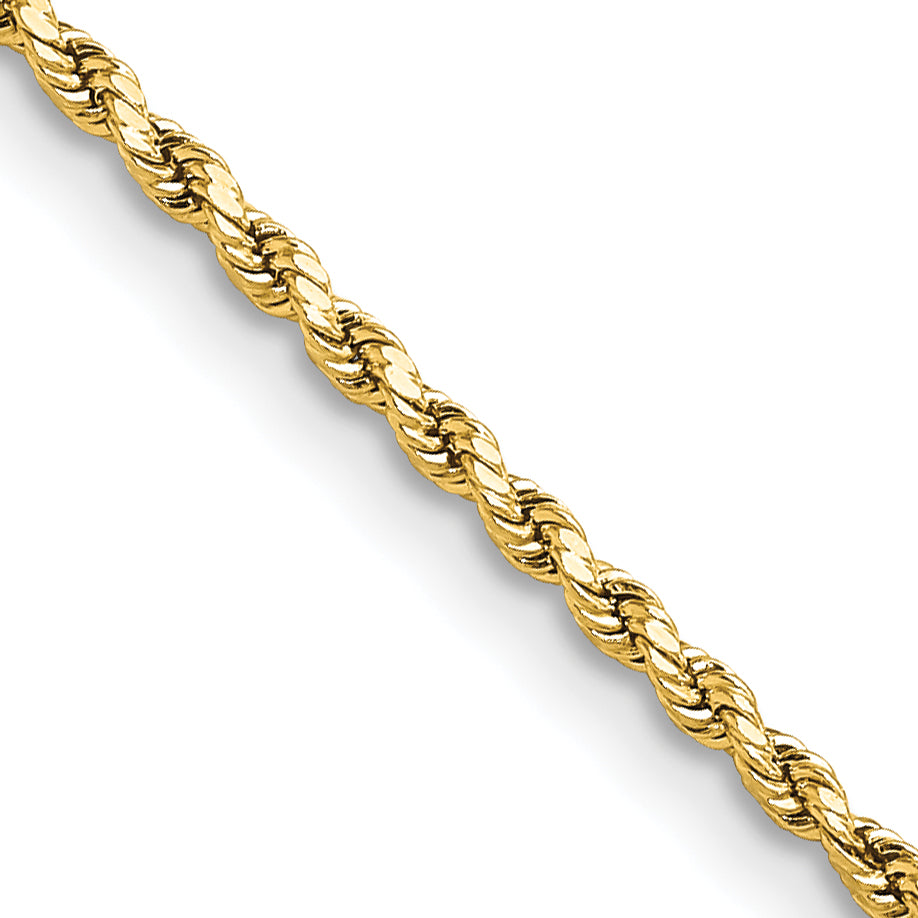 10K Gelbgold 2mm Halbmassiv Diamantiert Kordel Halskette