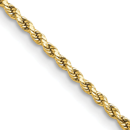 10K Gelbgold 2mm Halbmassiv Diamantiert Kordel Halskette