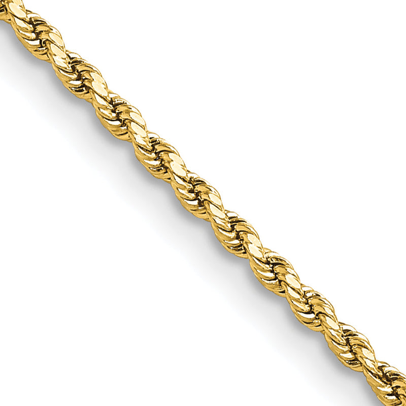 10K Gelbgold 2mm Halbmassiv Diamantiert Kordel Halskette
