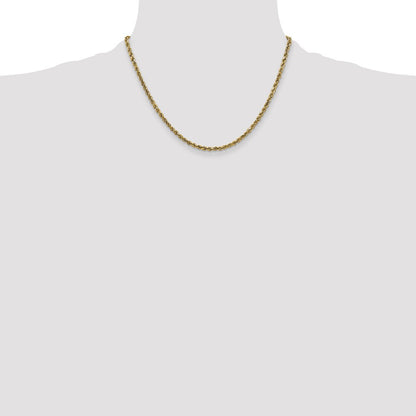 10K Gelbgold 2.25mm Halbmassiv Diamantiert Kordel Halskette