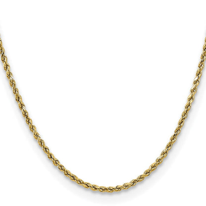 10K Gelbgold 2.5mm Halbmassiv Diamantiert Kordel Halskette