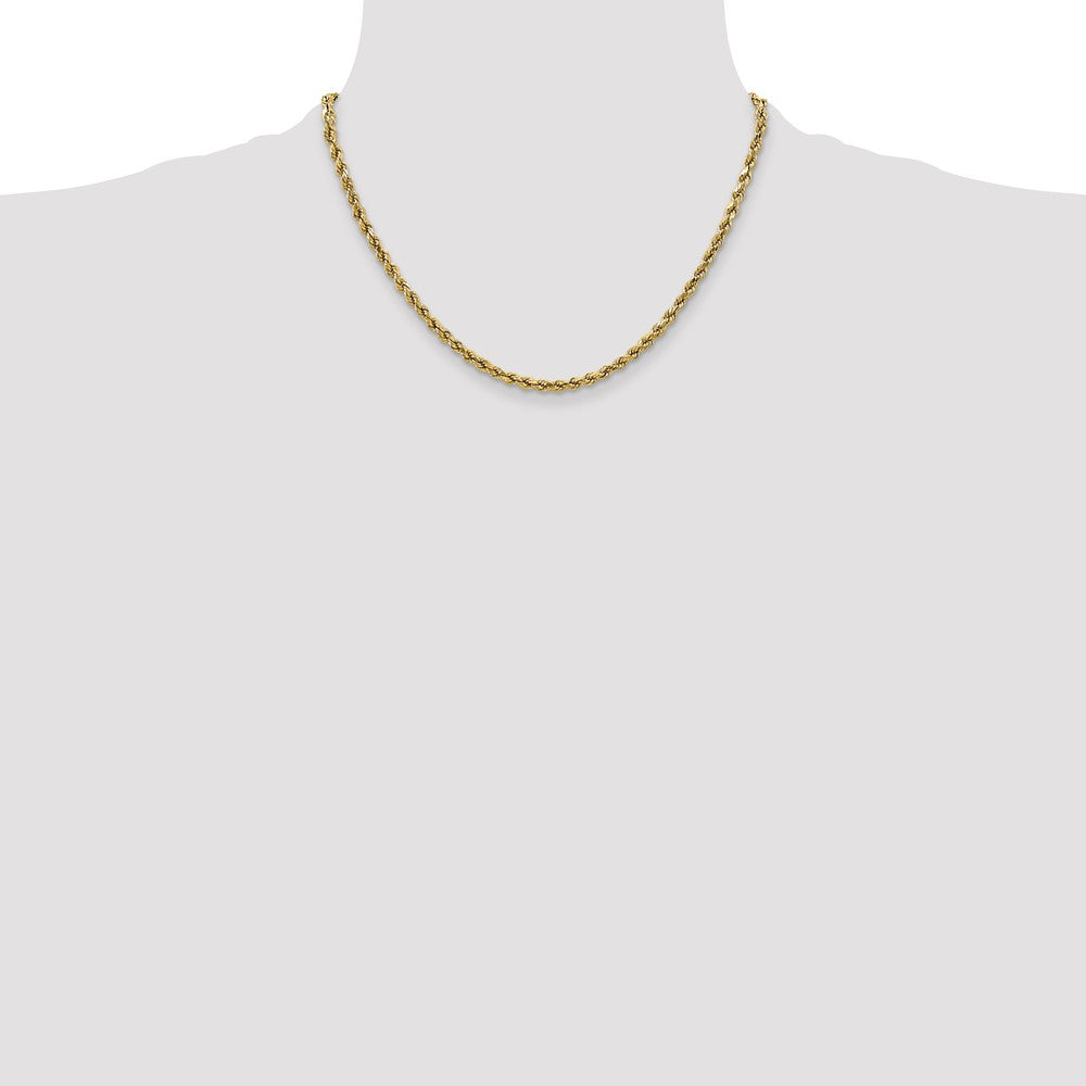 10K Gelbgold 2.5mm Halbmassiv Diamantiert Kordel Halskette