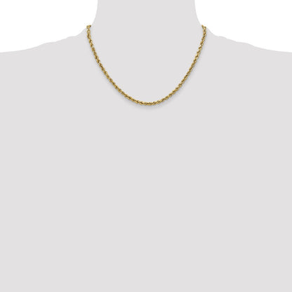 10K Gelbgold 2.5mm Halbmassiv Diamantiert Kordel Halskette