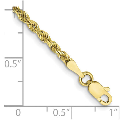 10K Gelbgold 2.5mm Halbmassiv Diamantiert Kordel Gliederarmband