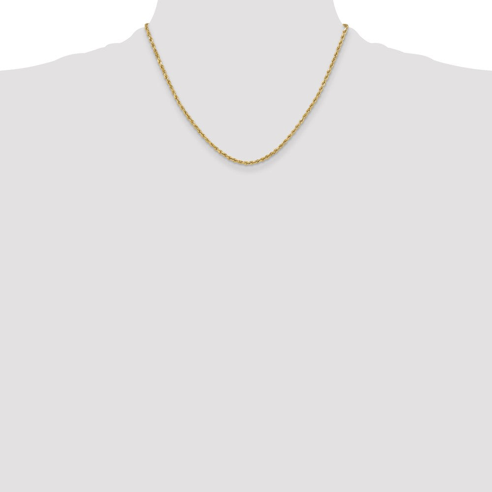 10K Gelbgold 3mm Halbmassiv Diamantiert Kordel Halskette