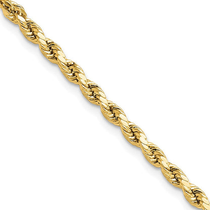 10K Gelbgold 3mm Halbmassiv Diamantiert Kordel Halskette