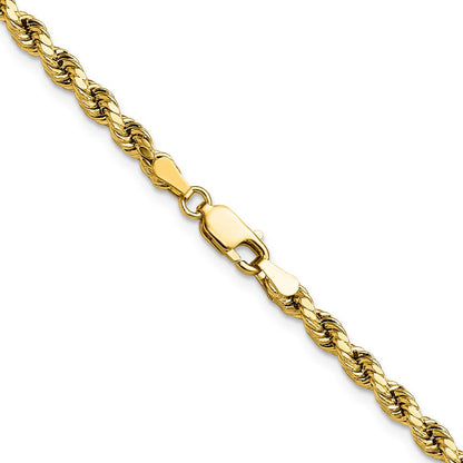 10K Gelbgold 3.5mm Halbmassiv Diamantiert Kordel Halskette