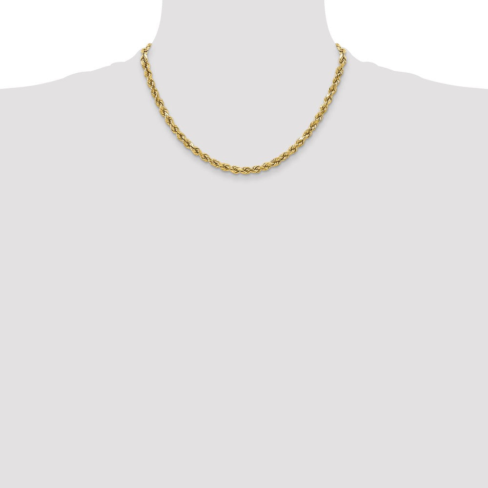 10K Gelbgold 3.5mm Halbmassiv Diamantiert Kordel Halskette