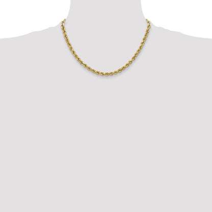 10K Gelbgold 3.5mm Halbmassiv Diamantiert Kordel Halskette