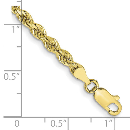 10K Gelbgold 3.5mm Halbmassiv Diamantiert Kordel Gliederarmband