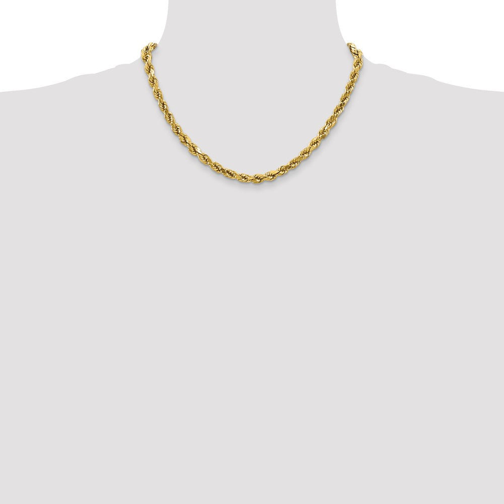 10K Gelbgold 4mm Halbmassiv Diamantiert Kordel Halskette