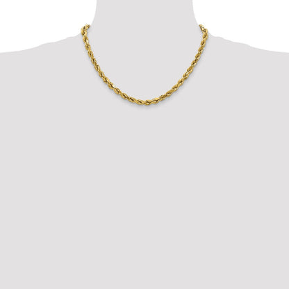 10K Gelbgold 4mm Halbmassiv Diamantiert Kordel Halskette