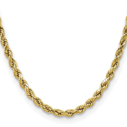 10K Gelbgold 4.9mm Halbmassiv Diamantiert Kordel Halskette