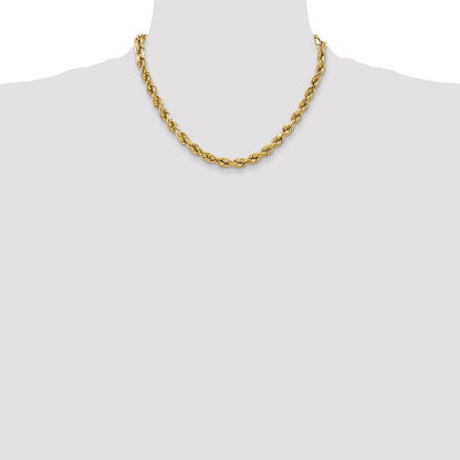 10K Gelbgold 4.9mm Halbmassiv Diamantiert Kordel Halskette