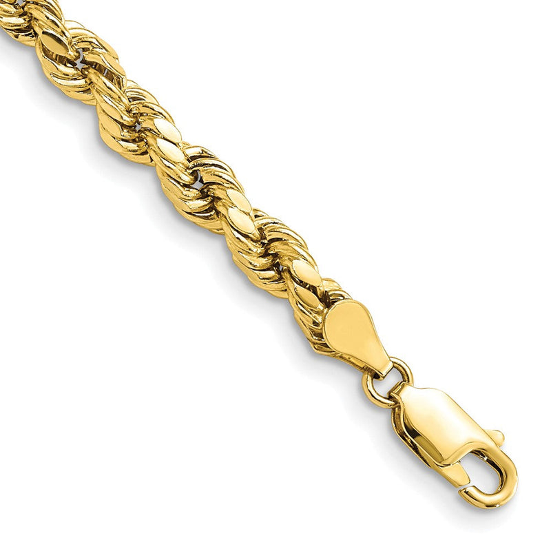 10K Gelbgold 4.9mm Halbmassiv Diamantiert Kordel Gliederarmband