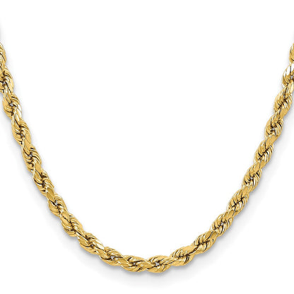 10K Gelbgold 5.5mm Halbmassiv Diamantiert Kordel Halskette