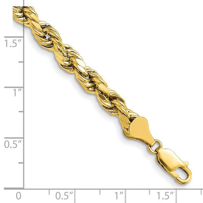 10K Gelbgold 5.5mm Halbmassiv Diamantiert Kordel Gliederarmband