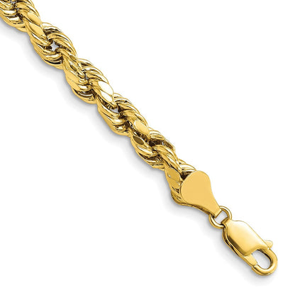 10K Gelbgold 5.5mm Halbmassiv Diamantiert Kordel Gliederarmband