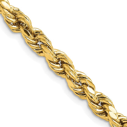 10K Gelbgold 5.5mm Halbmassiv Diamantiert Kordel Halskette