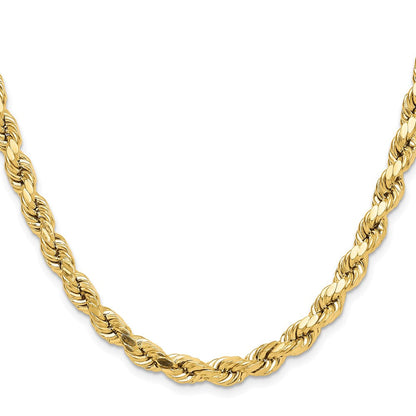 10K Gelbgold 6.5mm Halbmassiv Diamantiert Kordel Halskette
