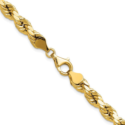 10K Gelbgold 6.5mm Halbmassiv Diamantiert Kordel Halskette