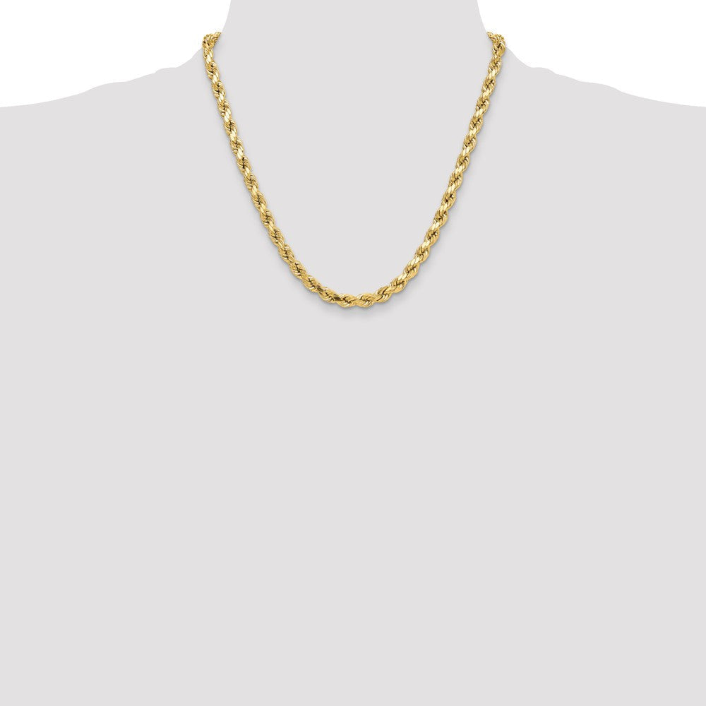 10K Gelbgold 6.5mm Halbmassiv Diamantiert Kordel Halskette