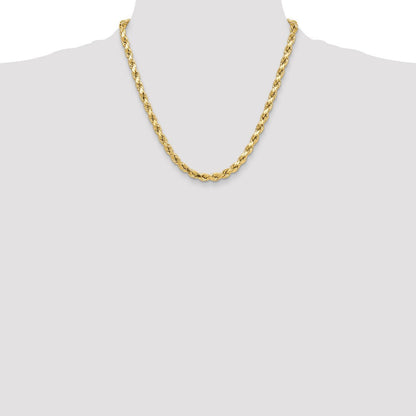 10K Gelbgold 6.5mm Halbmassiv Diamantiert Kordel Halskette