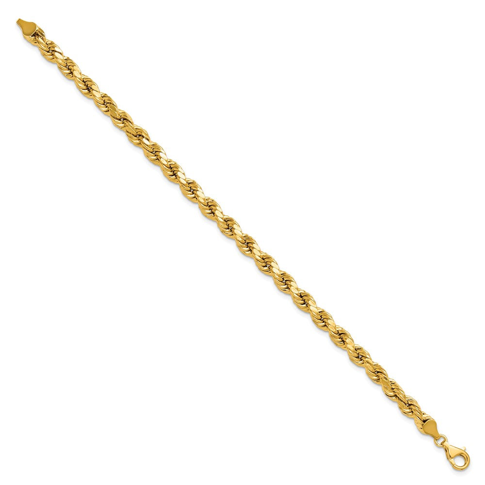 10K Gelbgold 6.5mm Halbmassiv Diamantiert Kordel Gliederarmband