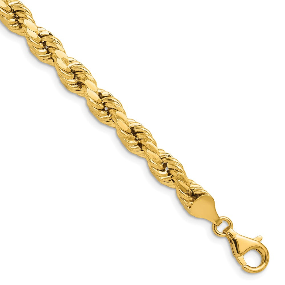 10K Gelbgold 6.5mm Halbmassiv Diamantiert Kordel Gliederarmband