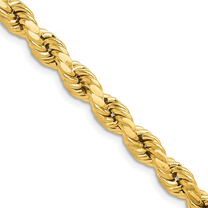 10K Gelbgold 6.5mm Halbmassiv Diamantiert Kordel Halskette