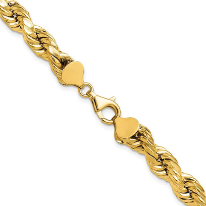 10K Gelbgold 8.0mm Halbmassiv Diamantiert Kordel Halskette