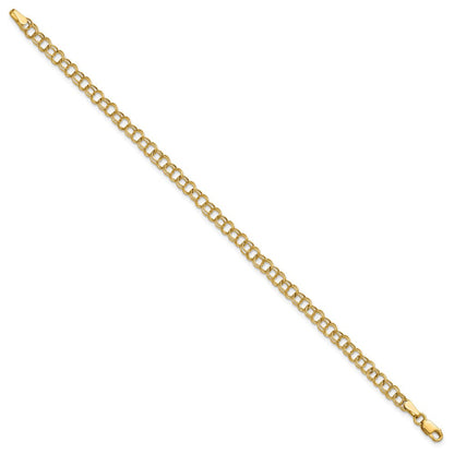 10K Gelbgold Hohl Doppelt Glieder Charm Armband