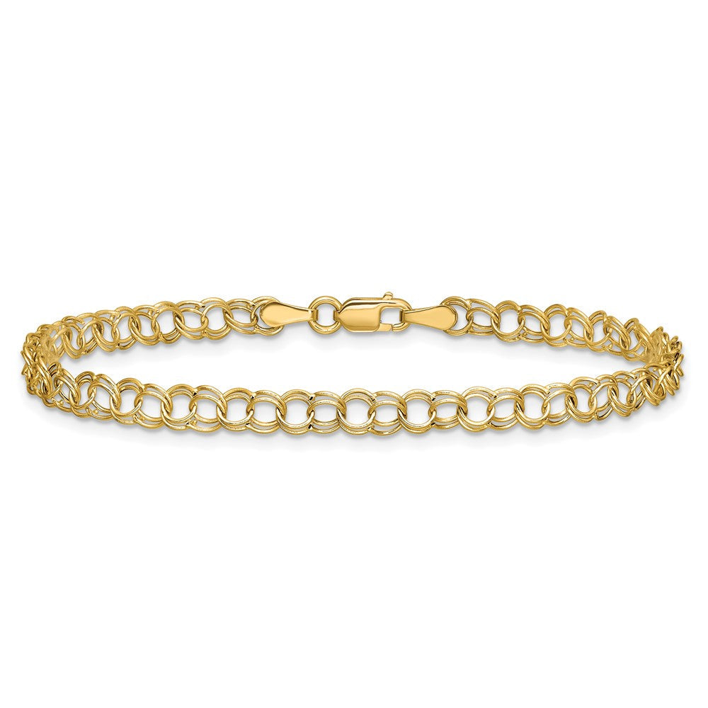 10K Gelbgold Hohl Doppelt Glieder Charm Armband