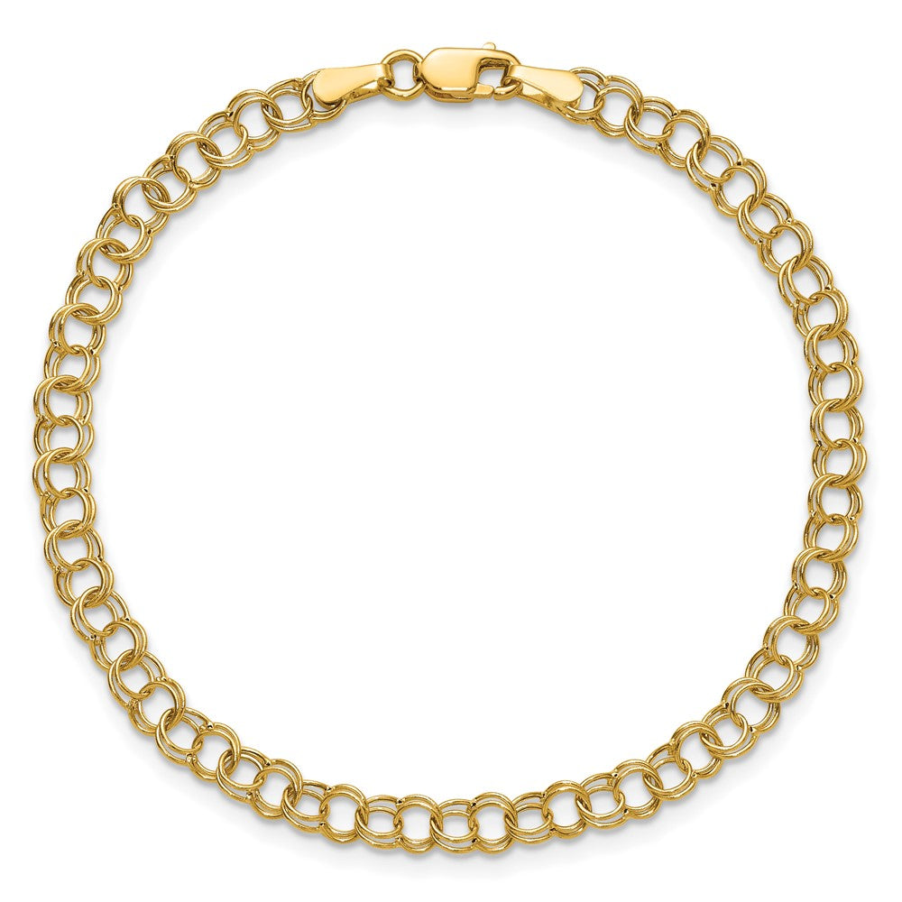 10K Gelbgold Hohl Doppelt Glieder Charm Armband