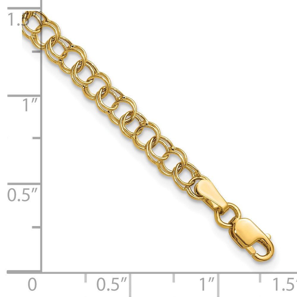 10K Gelbgold Hohl Doppelt Glieder Charm Armband