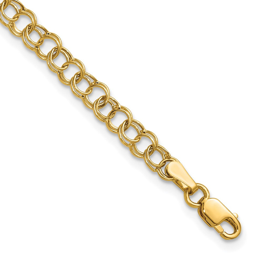 10K Gelbgold Hohl Doppelt Glieder Charm Armband