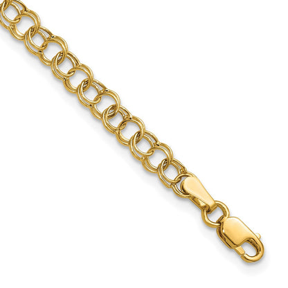 10K Gelbgold Hohl Doppelt Glieder Charm Armband