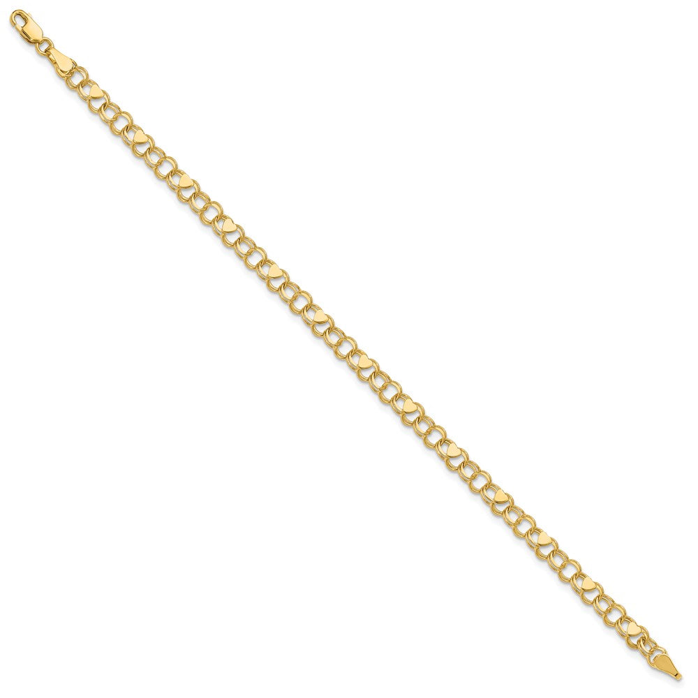 10K Gelbgold Doppelt Glieder Herz Charm Armband