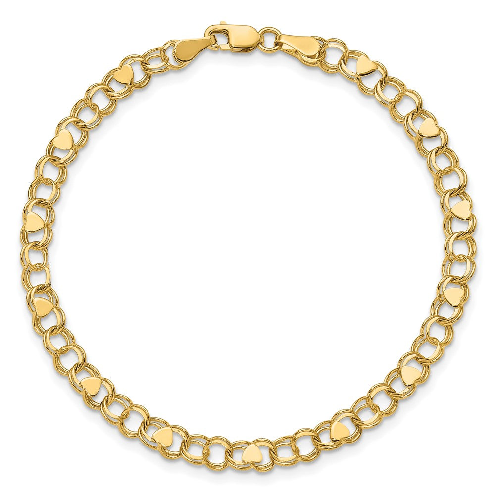 10K Gelbgold Doppelt Glieder Herz Charm Armband