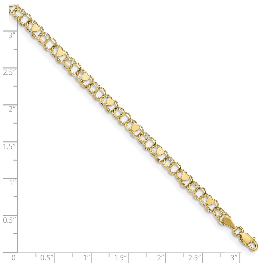 10K Gelbgold Doppelt Glieder Herz Charm Armband