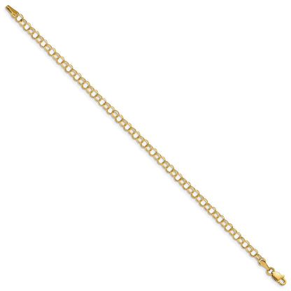 10K Gelbgold Massiv Doppelt Glieder Charm Armband