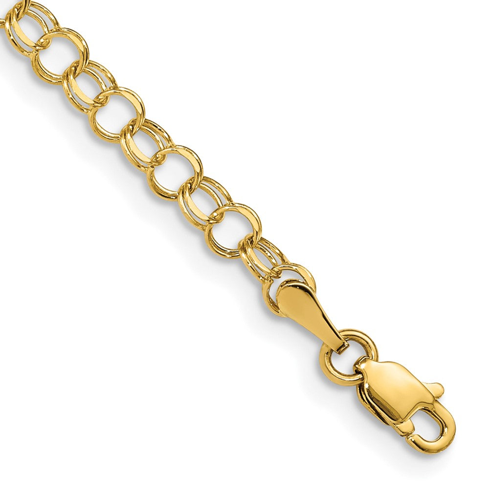 10K Gelbgold Massiv Doppelt Glieder Charm Armband