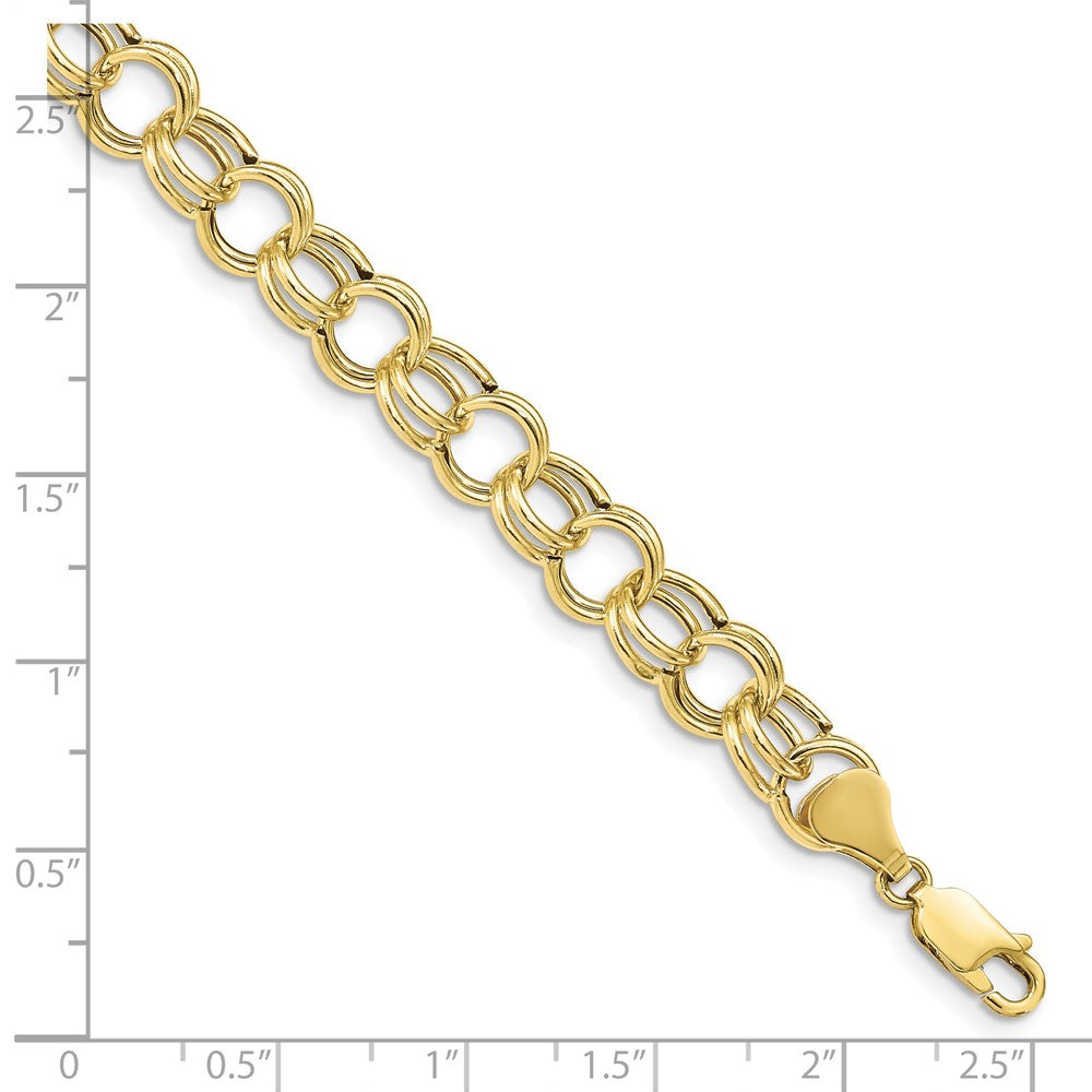 10K Gelbgold Hohl Doppelt Glieder Charm Armband