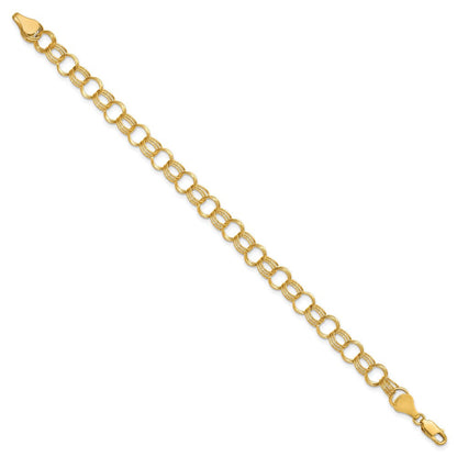 10K Gelbgold Massiv Dreifach Glieder Charm Armband