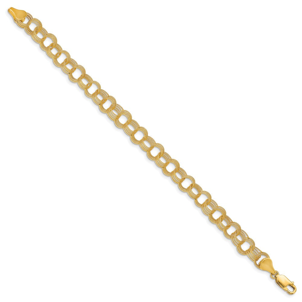10K Gelbgold Massiv Dreifach Glieder Charm Armband