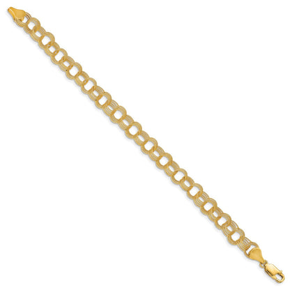 10K Gelbgold Massiv Dreifach Glieder Charm Armband