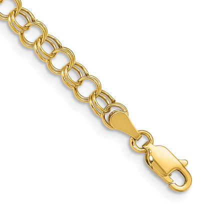 10K Gelbgold Hohl Doppelt Glieder Charm Armband